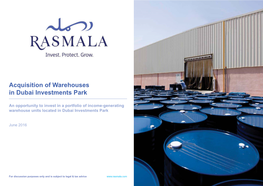 Acquisition of Warehouses in Dubai Investments Park