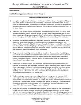 Georgia Milestones Ninth Grade Literature and Composition EOC Assessment Guide