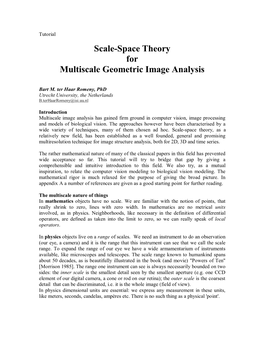 Scale-Space Theory for Multiscale Geometric Image Analysis