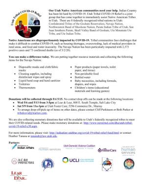 Our Utah Native American Communities Need Your Help. Indian Country Has Been Hit Hard by COVID-19