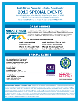 2016 SPECIAL EVENTS Central Texas Chapter Office: 3316 Bee Caves Rd