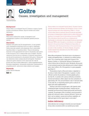 Goitre – Causes, Investigation and Management