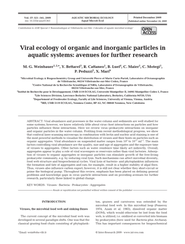 Viral Ecology of Organic and Inorganic Particles in Aquatic Systems: Avenues for Further Research