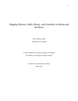 Myth, History, and Liminality in Harlem and the Bronx