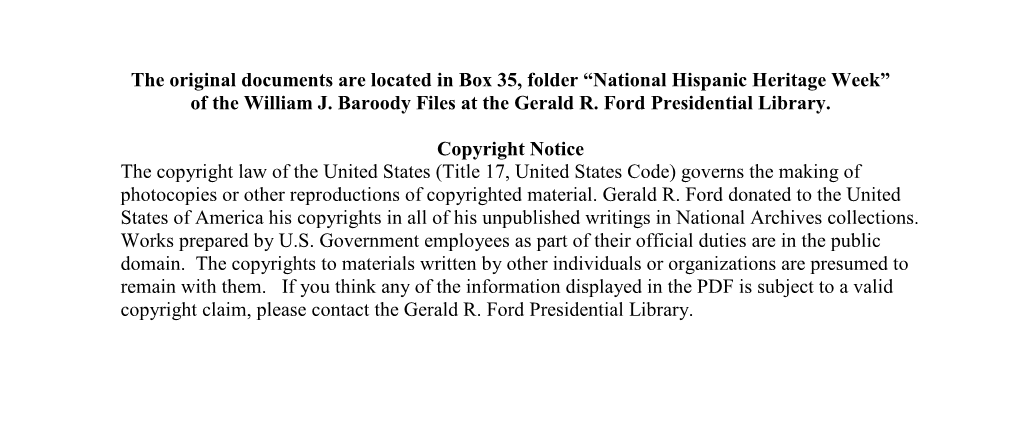 National Hispanic Heritage Week” of the William J