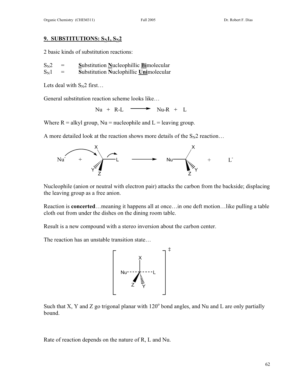 Organic Chemistry (CHEM311) Fall 2005 Dr