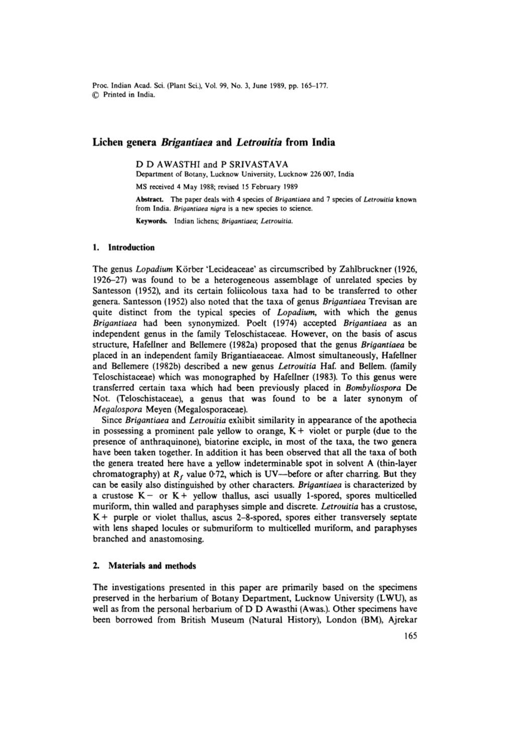 Lichen Genera &lt;Emphasis Type="Italic"&gt;Brigantiaea