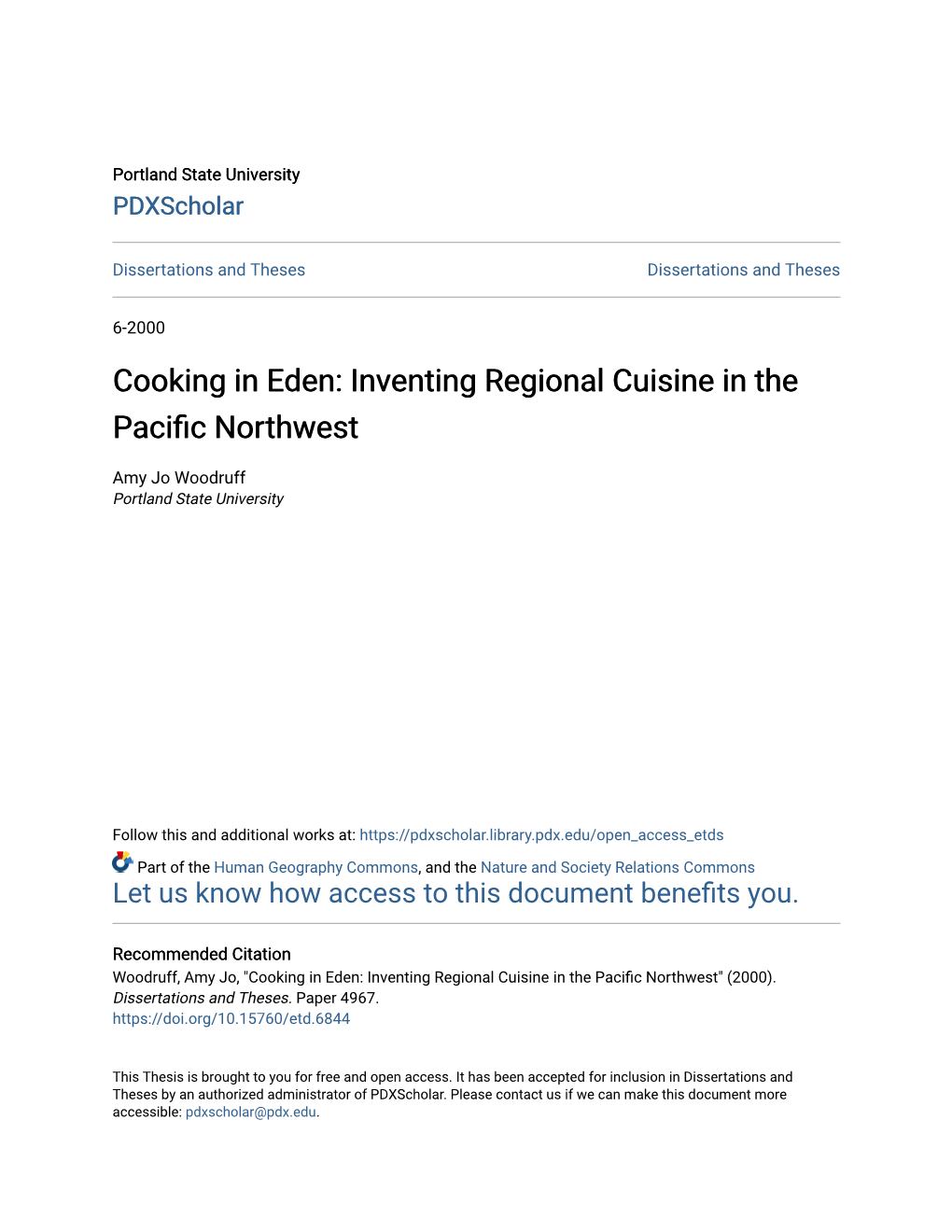 Inventing Regional Cuisine in the Pacific Northwest