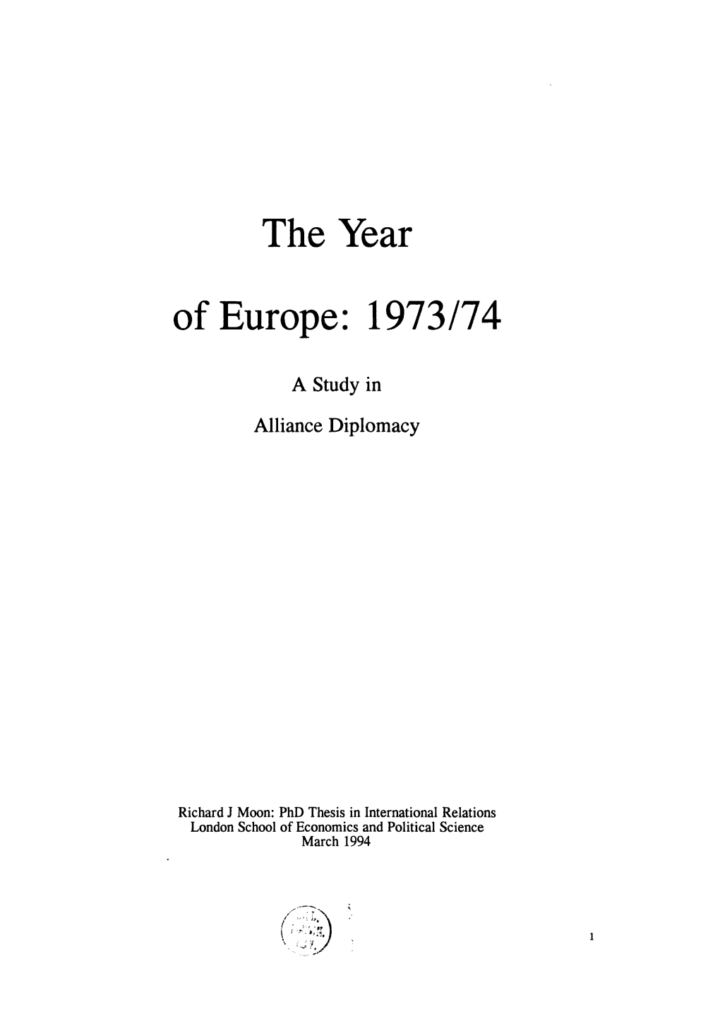The Year of Europe: 1973/74