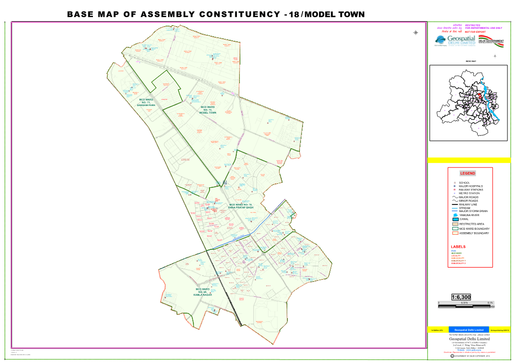 BASE MAP of ASSEMBLY CONSTITUENCY - 18 / MODEL TOWN E E Izfrcaf/Kr RESTRICTED Govt