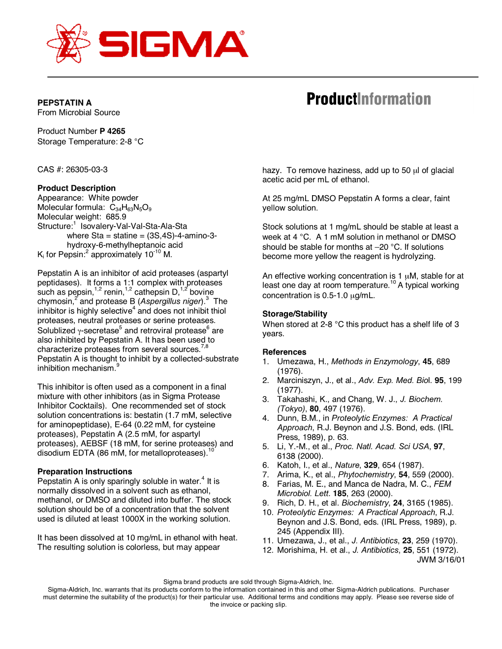 Pepstatin a (P4265)