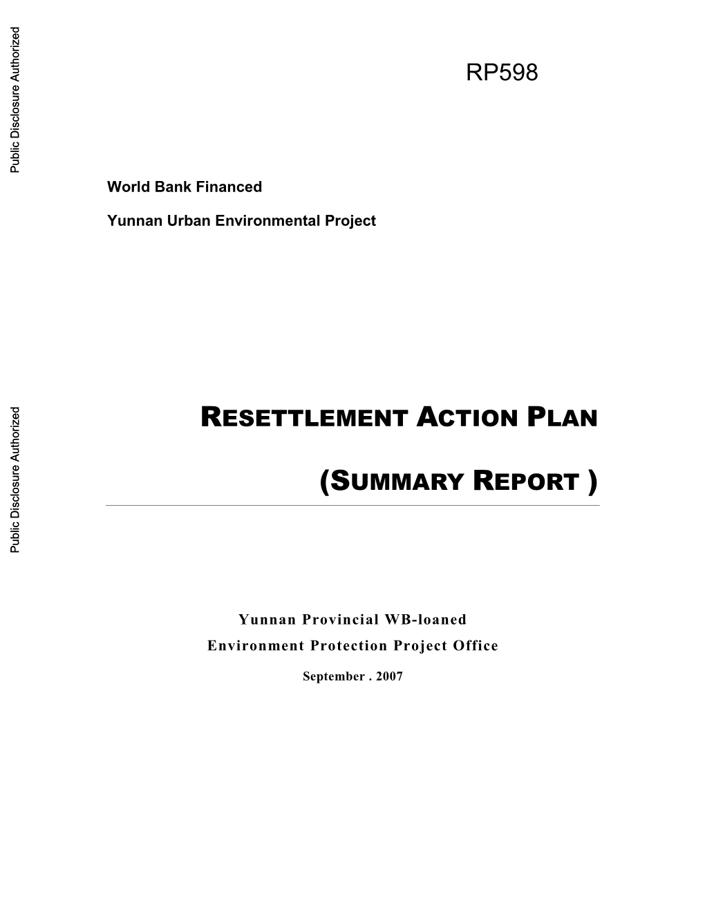 Resettlement Implementation Plan