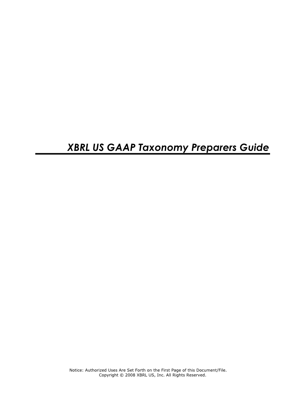 XBRL US GAAP Taxonomy Preparers Guide