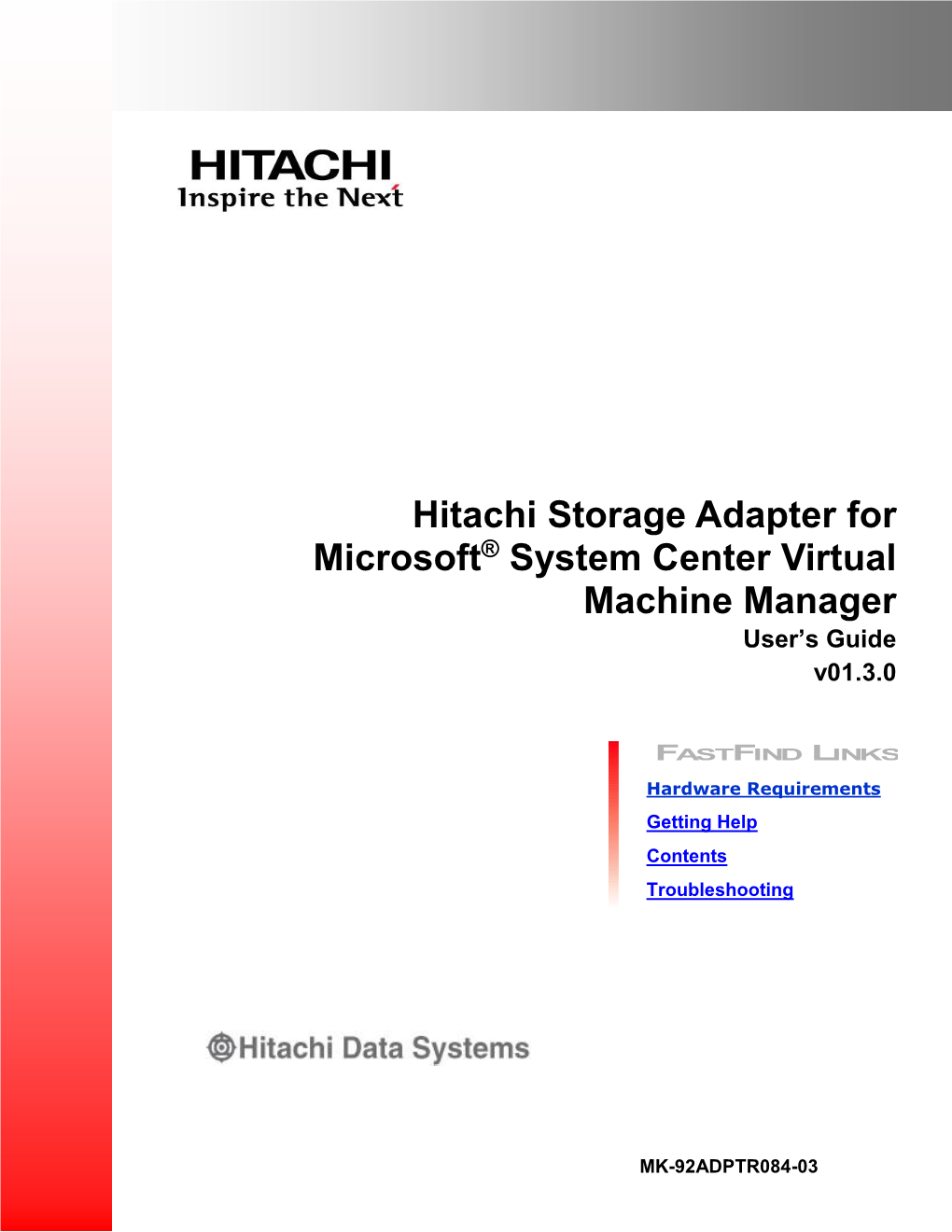 Hitachi Storage Adapter for Microsoft System Center Virtual Machine Manager User's Guide