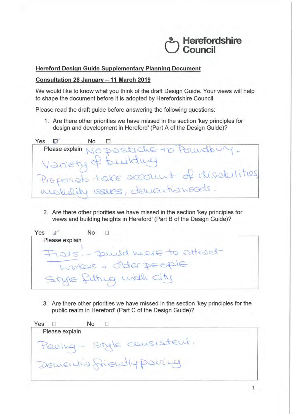 Hereford Design Guide Responses