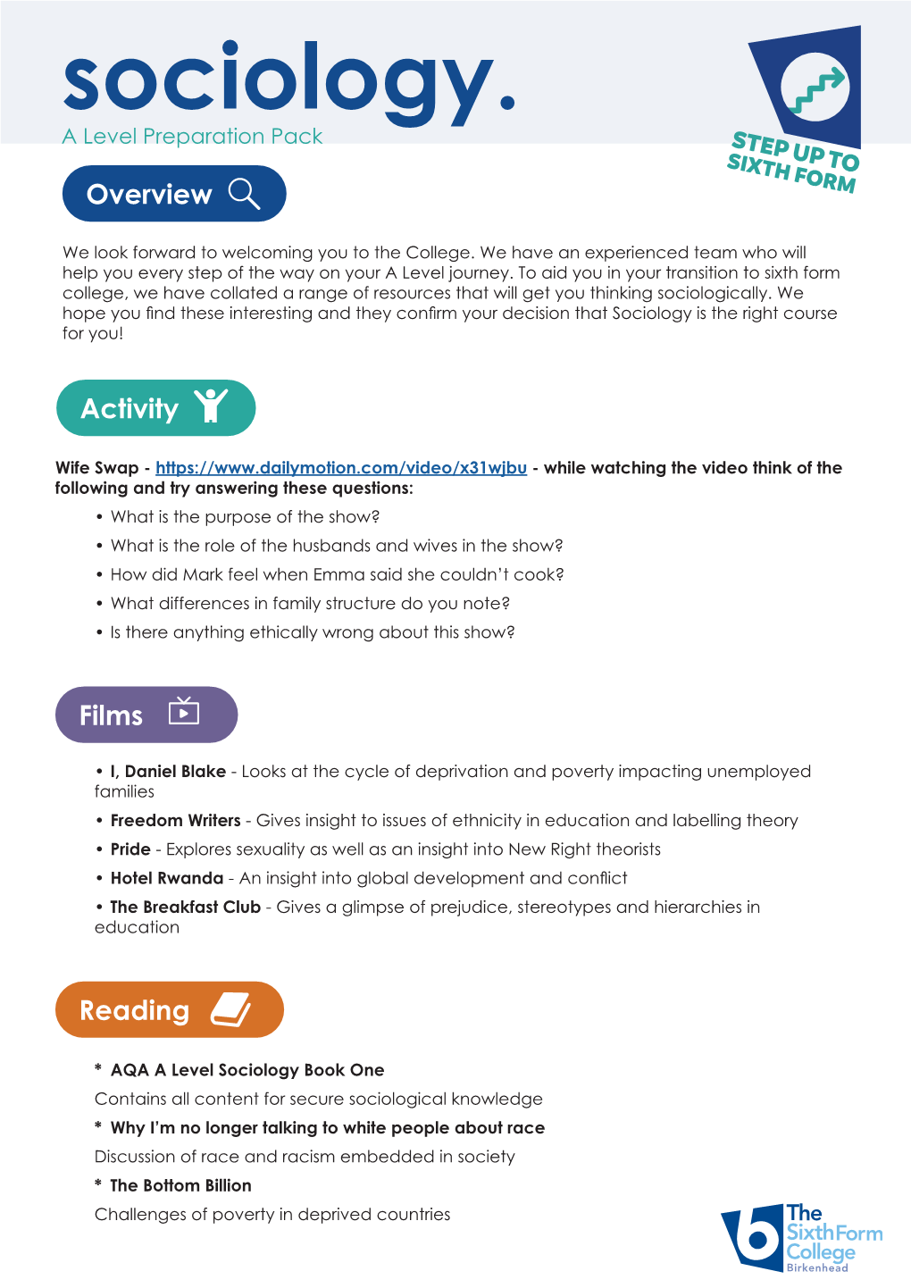 Sociology. a Level Preparation Pack