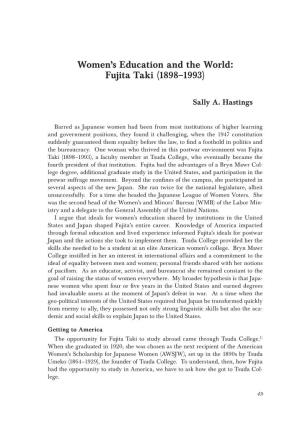 Women's Education and the World: Fujita Taki (1898–1993)