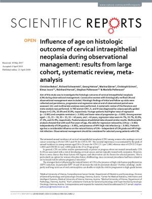 Influence of Age on Histologic Outcome of Cervical Intraepithelial Neoplasia