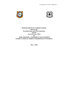MOU Between Wyoming Game and Fish Commission and the Forest