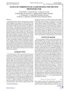 Status of Chirped Pulse Laser Shaping for the Pitz Photoinjector