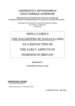 Mona Caird's the Daughters of Danaus (1894) As A