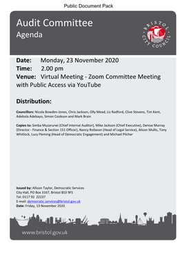 (Public Pack)Agenda Document for Audit Committee, 23/11/2020 14:00