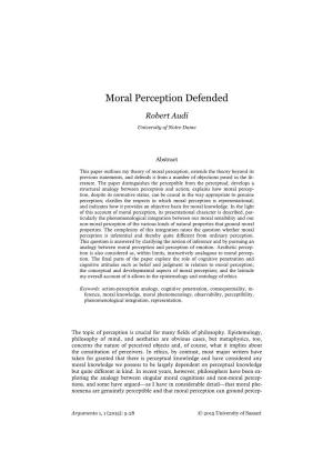 Moral Perception Defended
