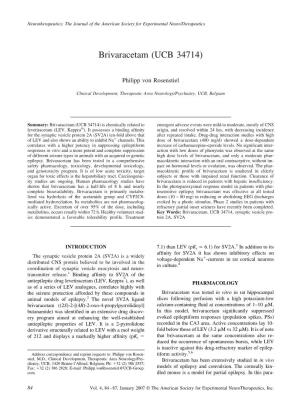 Brivaracetam (UCB 34714)