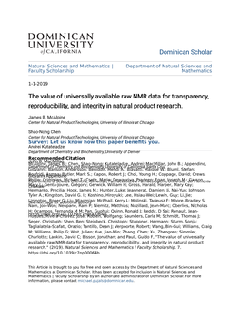 The Value of Universally Available Raw NMR Data for Transparency, Reproducibility, and Integrity in Natural Product Research