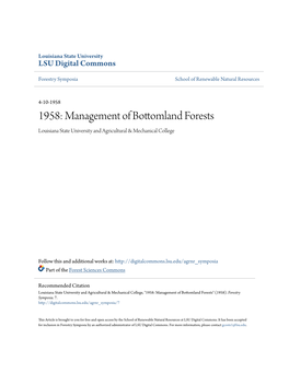Management of Bottomland Forests Louisiana State University and Agricultural & Mechanical College