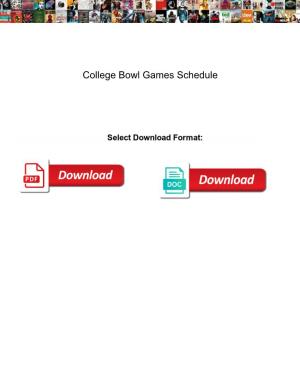 College Bowl Games Schedule