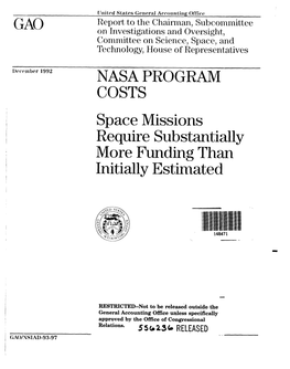 NSIAD-93-97 NASA Program Costs: Space Missions Require