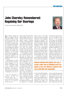 John Charnley Remembered: Regaining Our Bearings