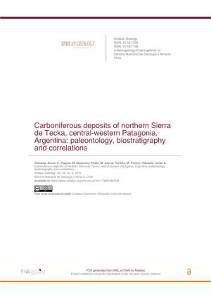 Carboniferous Deposits of Northern Sierra De Tecka, Central-Western Patagonia, Argentina: Paleontology, Biostratigraphy and Correlations