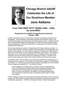 Jane Addams, a Member of Chicago AAUW
