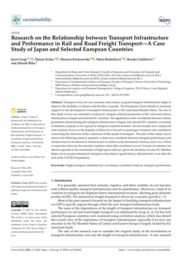 Research on the Relationship Between Transport Infrastructure and Performance in Rail and Road Freight Transport—A Case Study of Japan and Selected European Countries
