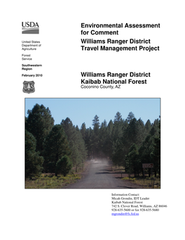 Environmental Assessment for Comment Williams Ranger District