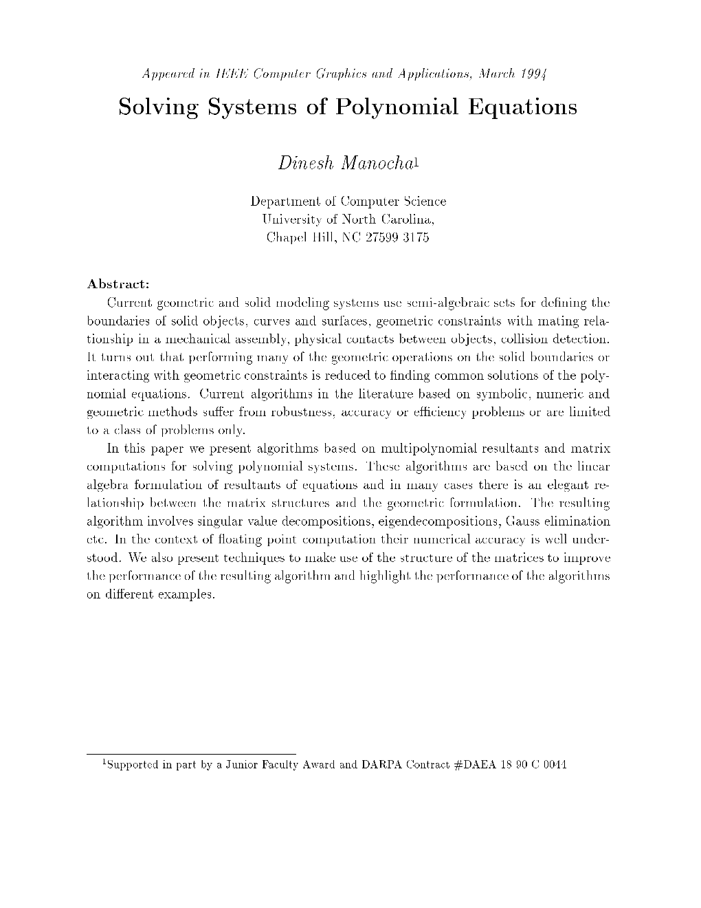 Solving Systems of Polynomial Equations