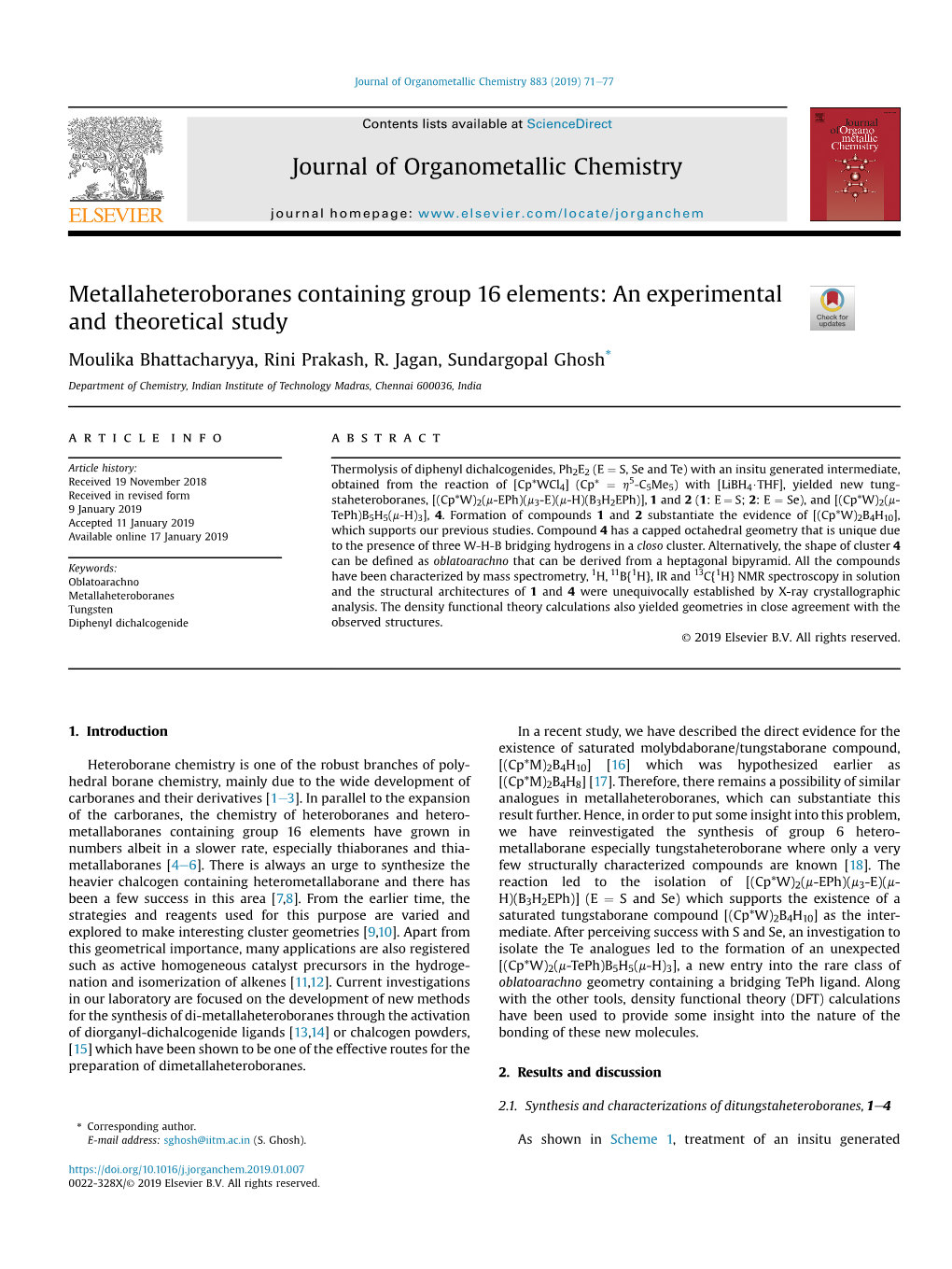 Metallaheteroboranes Containing Group 16 Elements: an Experimental and Theoretical Study