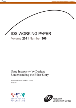 IDS WORKING PAPER Volume 2011 Number 366