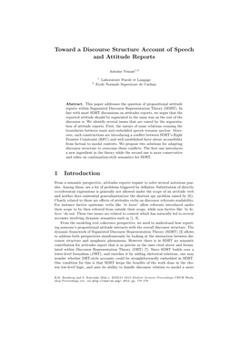 Toward a Discourse Structure Account of Speech and Attitude Reports