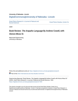 The Arapaho Language by Andrew Cowell, with Alonzo Moss Sr