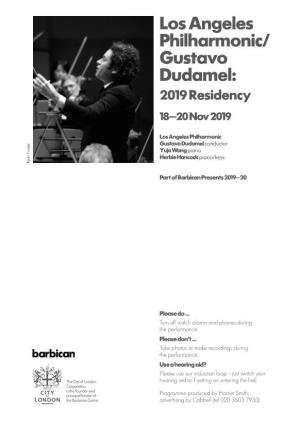 Los Angeles Philharmonic/ Gustavo Dudamel: 2019 Residency 18–20 Nov 2019