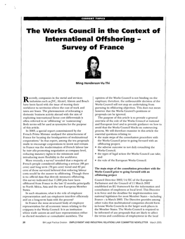 The Works Council in the Context of International Offshoring Survey of France