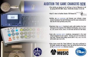 AUDITION the GAME CHANGERS NOW. •Free Shuttle Van Departs on the Half Hour in Front of Moscone Or Call for Pickup 845-481-0067 (Hours: 10:00-6:00, October 27, 28, 29)