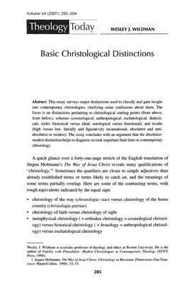 Basic Christological Distinctions