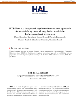 An Integrated Regulome-Interactome Approach for Establishing