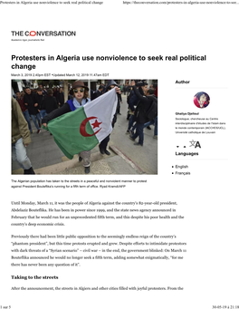 Protesters in Algeria Use Nonviolence to Seek Realâ€Political Change