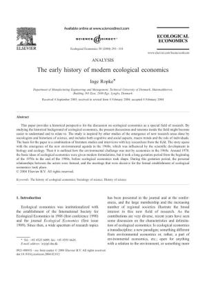 The Early History of Modern Ecological Economics