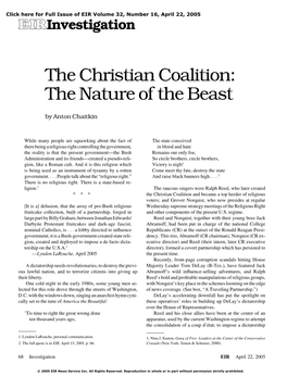 The Christian Coalition: the Nature of the Beast